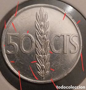 Monete con errori: 50cents España Espiga 1975 R.Emeri ERROR